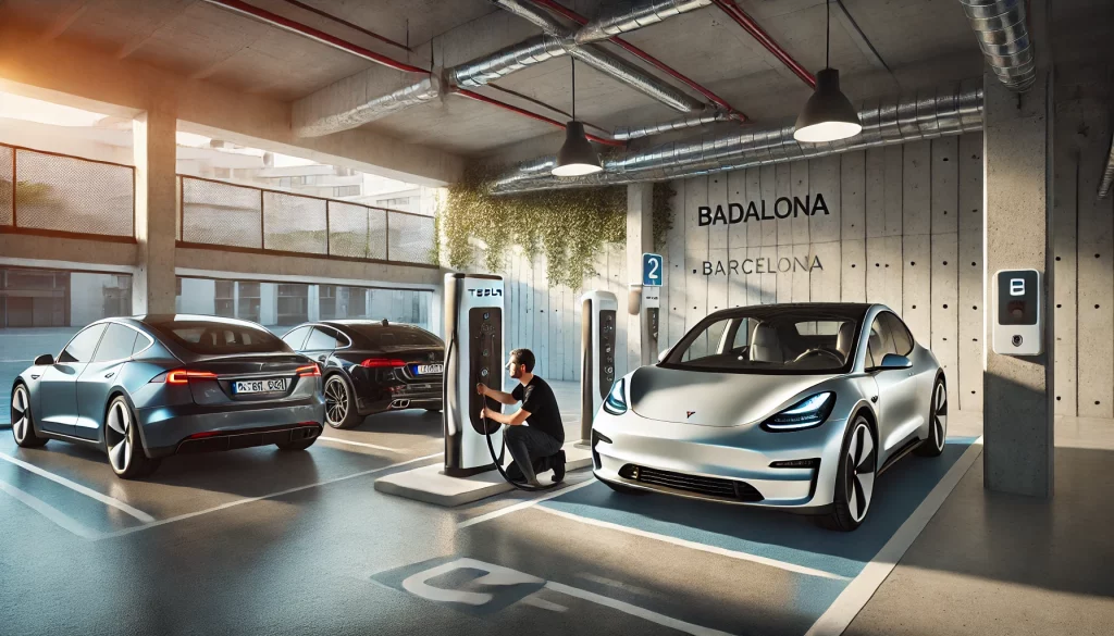 instalación de cargadores de coches eléctricos, cargadores para coches eléctricos, coches eléctricos Tesla, Mercedes, Porsche, parkings comunitarios, parkings privados, instalación en Badalona, instalación en Barcelona, puntos de carga, energía eléctrica para vehículos, infraestructura de carga, movilidad sostenible, cargadores para Tesla, cargadores para Mercedes, cargadores para Porsche, recarga de vehículos eléctricos, Lumitek Badalona