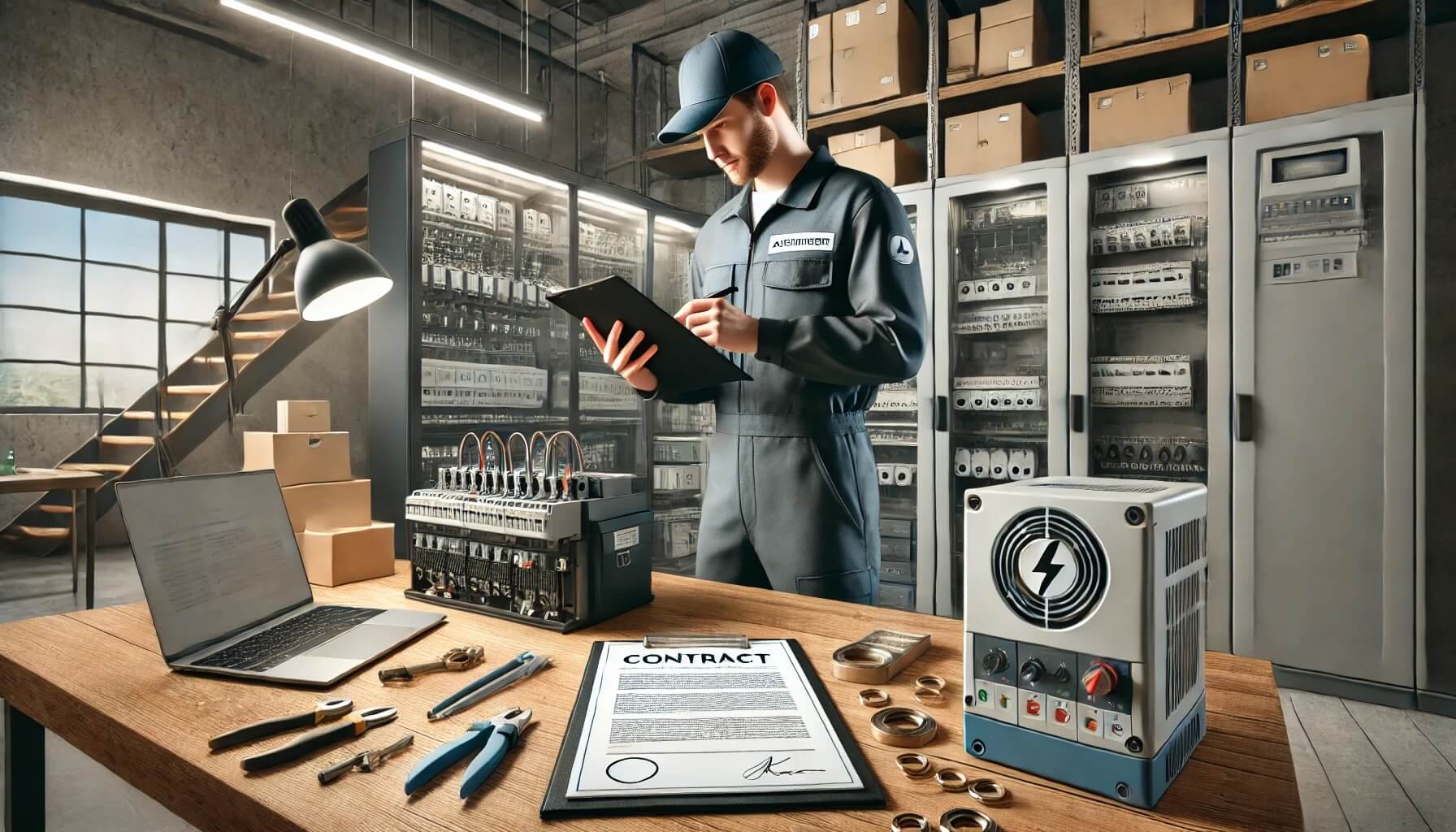 Técnico de Lumitek realizando mantenimiento preventivo en equipos eléctricos